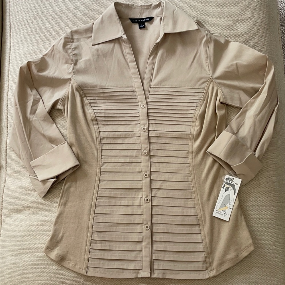 Zac & Rachel Tan Button Down - Size S - NWT